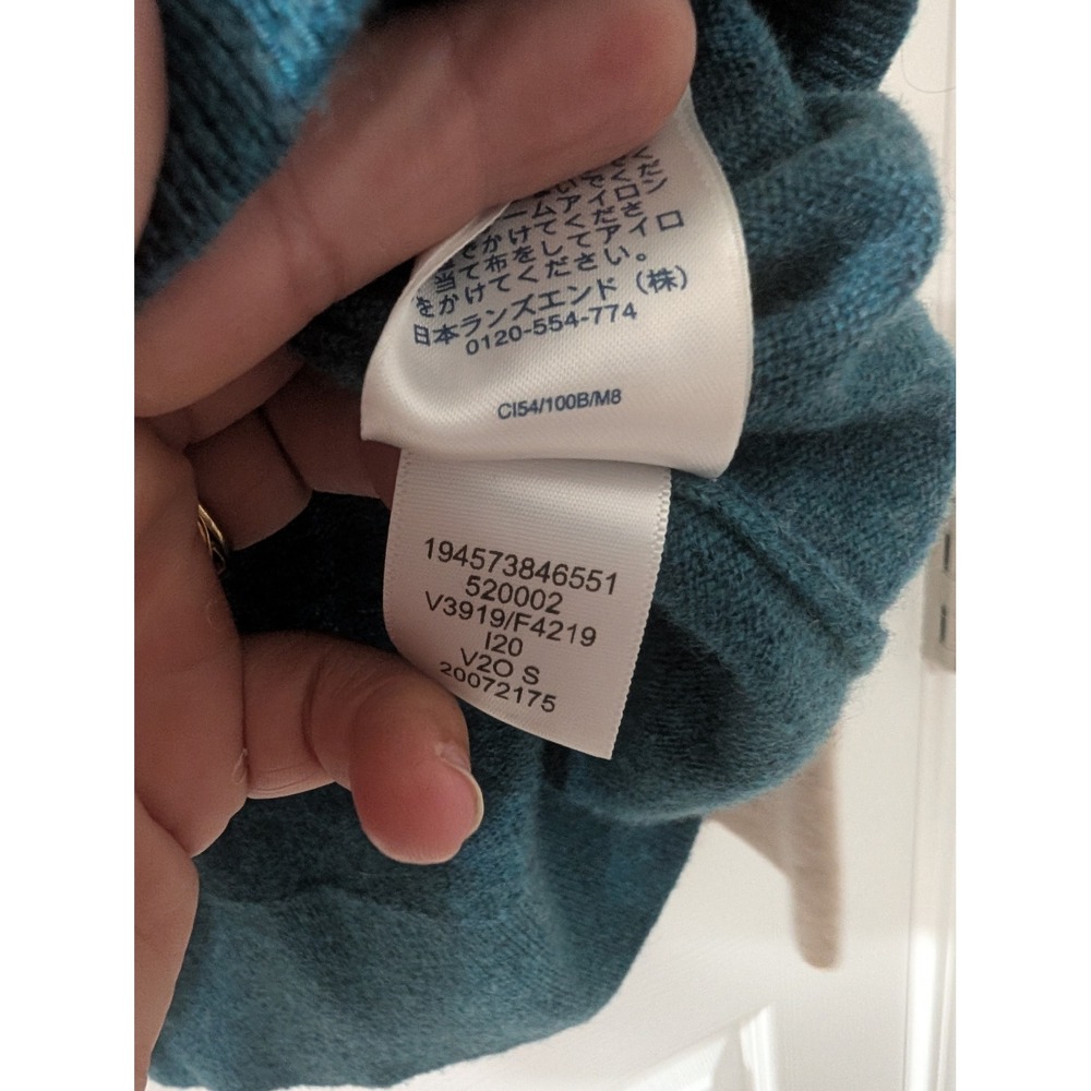 Lands' End Women's S, 100% Cashmere Turtleneck Sweater, Argyle, Tan/Blue - Picture 5 of 5